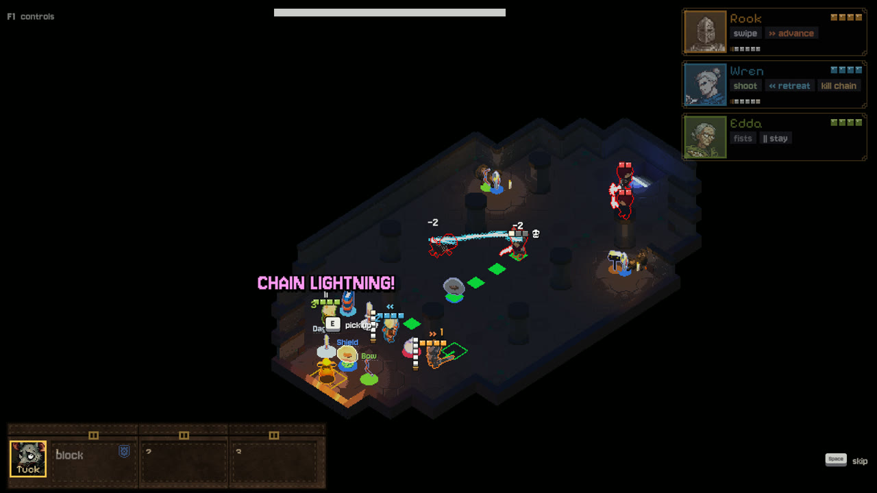 A thrown tome of chain lightning hits a group of enemies